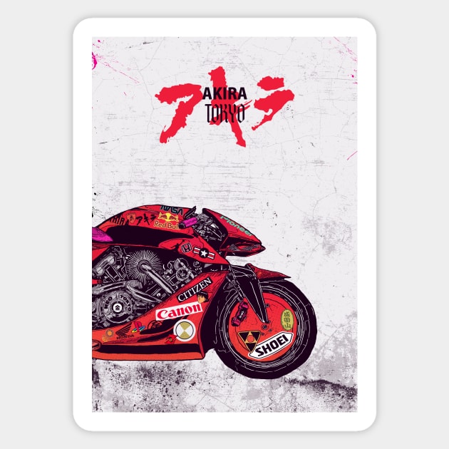 Akira Bike Tokyo Sticker by justblackdesign